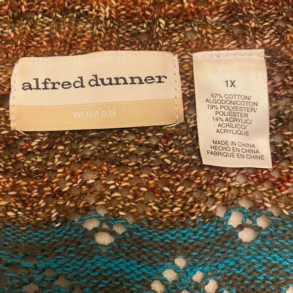 Alfred Dunner‎ Walnut Grove Striped Pointelle Cardigan Sweater Sz 1X - Picture 10 of 14